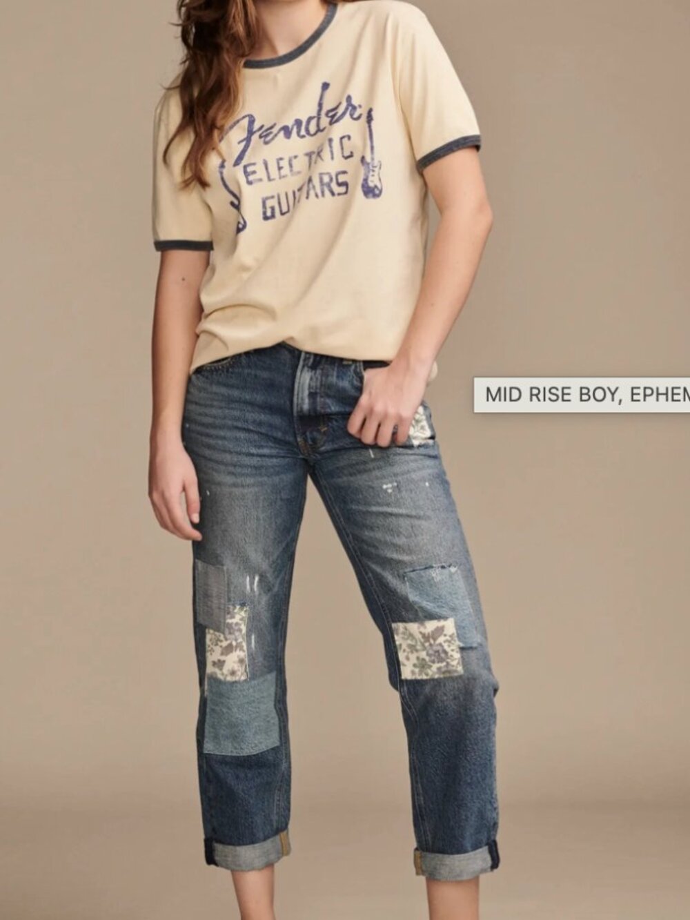 NWT Size 4 (27) Lucky Brand Lucky Mid-Rise Relaxed Straight Fit Patchwork